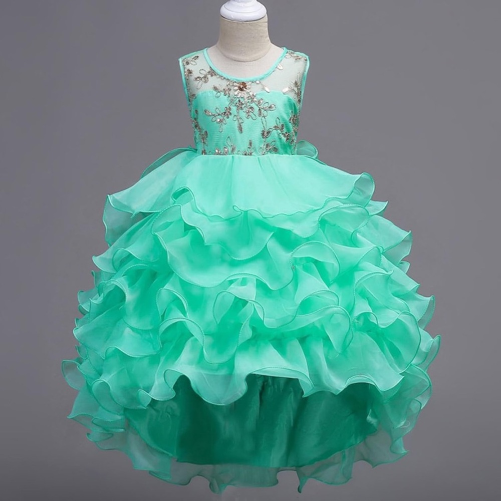 Elegant Mint Green Ruffled Dress